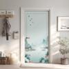Lotus Flower Lake Door Sticker, Bird Mountain Self-Adhesive Photo Wallpaper, Removable Chinese Architecture PVC Door Mural, 77 x 200 cm view 1