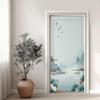 Lotus Flower Lake Door Sticker, Bird Mountain Self-Adhesive Photo Wallpaper, Removable Chinese Architecture PVC Door Mural, 77 x 200 cm view 2