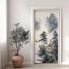 Traditional Chinese Ink Painting Door Decal, Pine Mountain Stream, 85 x 200 cm view 2