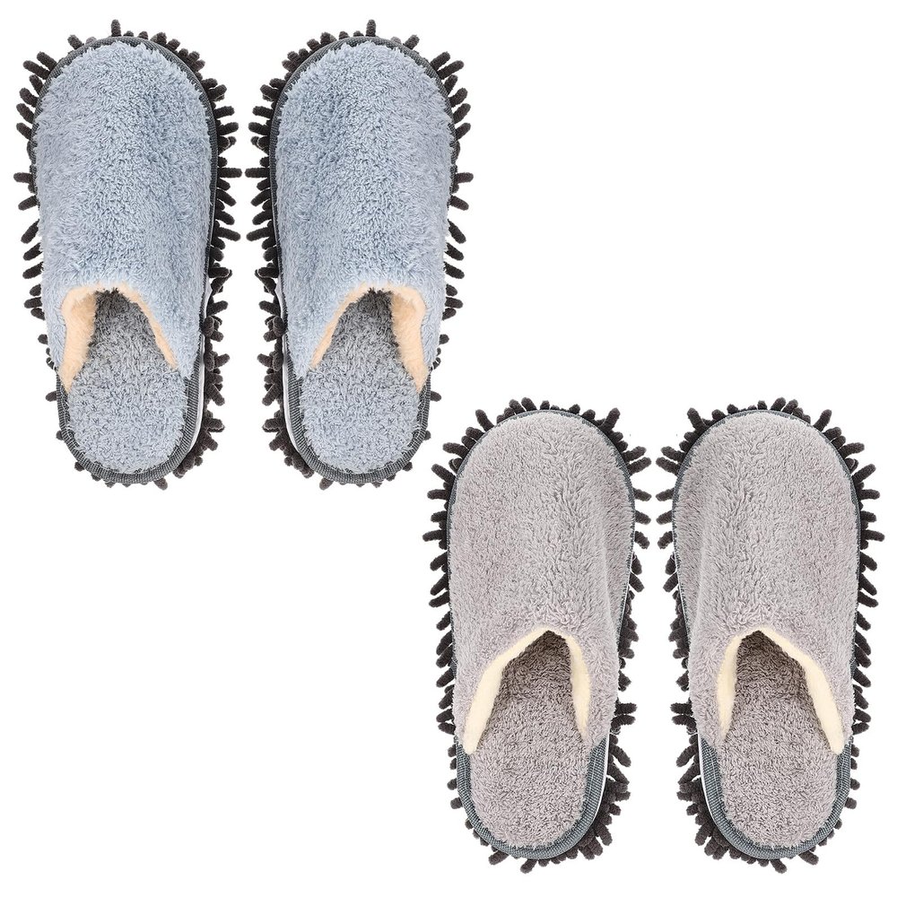 Floor Cleaning Slippers, 2 Pairs, Washable Flannel Chenille