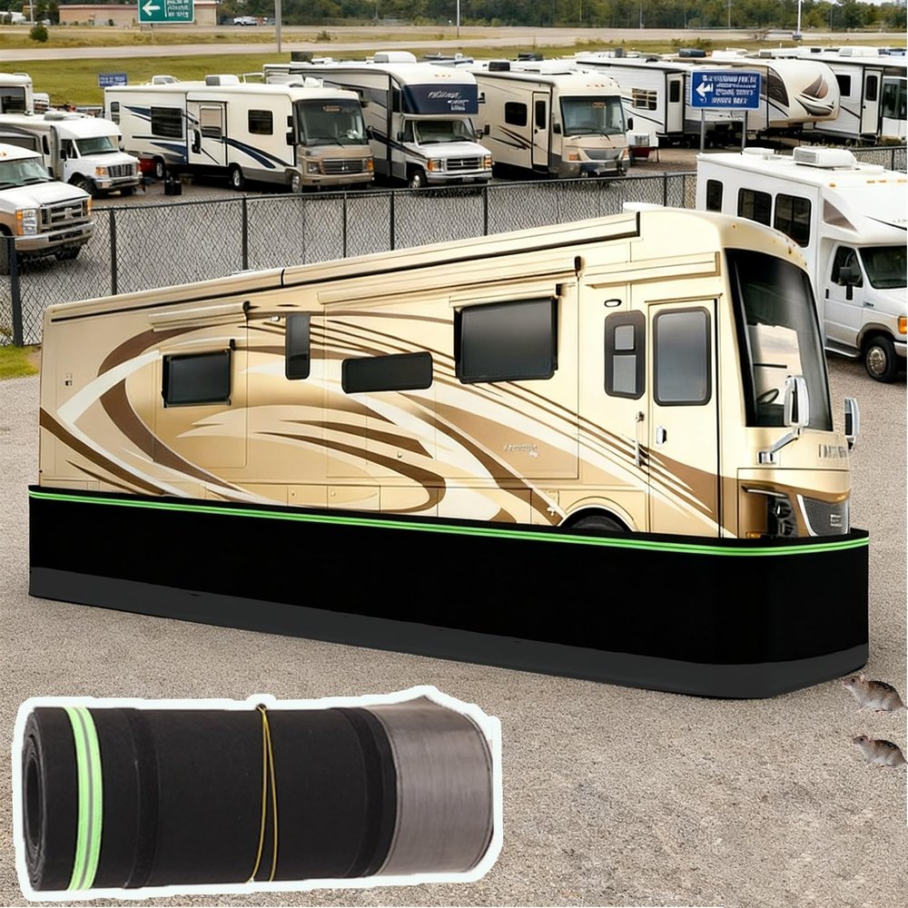 RV Skirting for Winter/Floor Insulation, 8, 8.5, 10, 10.5, 12, 13.0 m Underbody Film for Mobile Homes, 360° Wheel Covers for Caravans (36 m/118 ft)