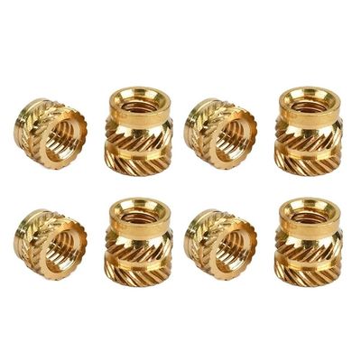 50 Knurled Brass Heat-Set Insert Nuts, M2–M6 Threads, Heat-Form Fasteners (6 mm × M4 × 7 mm)