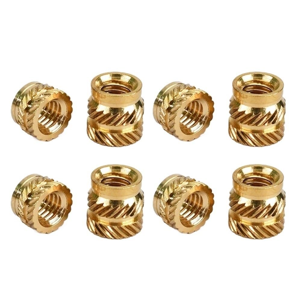 50 Knurled Brass Heat-Set Insert Nuts, M2–M6 Threads, Heat-Form Fasteners (6 mm × M4 × 7 mm)