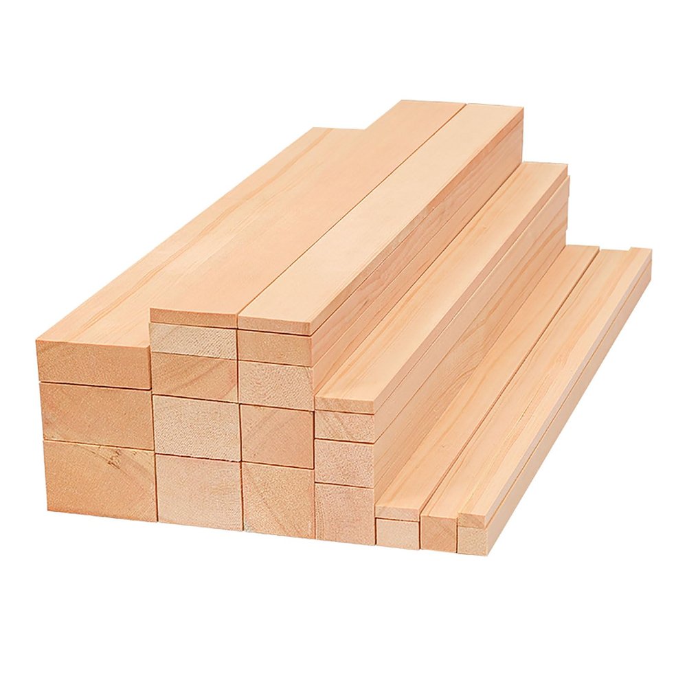 5-Pack Square Pine Wood Dowels, 10 cm Long, 2 cm Thick