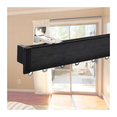 NOIRDA Single Aluminum Curtain Track, Wall/Ceiling Mount, Single-Track Room Divider Rail, Black, 540 cm (4 x 135 cm)