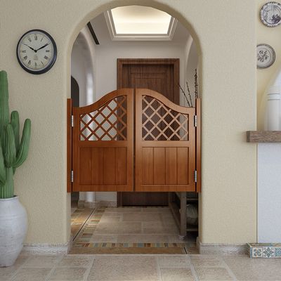 Custom Solid Wood Saloon Door with Arched Top, Double-Swing, Brown, 43 x 32 in