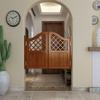 Custom Solid Wood Saloon Door with Arched Top, Double-Swing, Brown, 43 x 32 in view 1