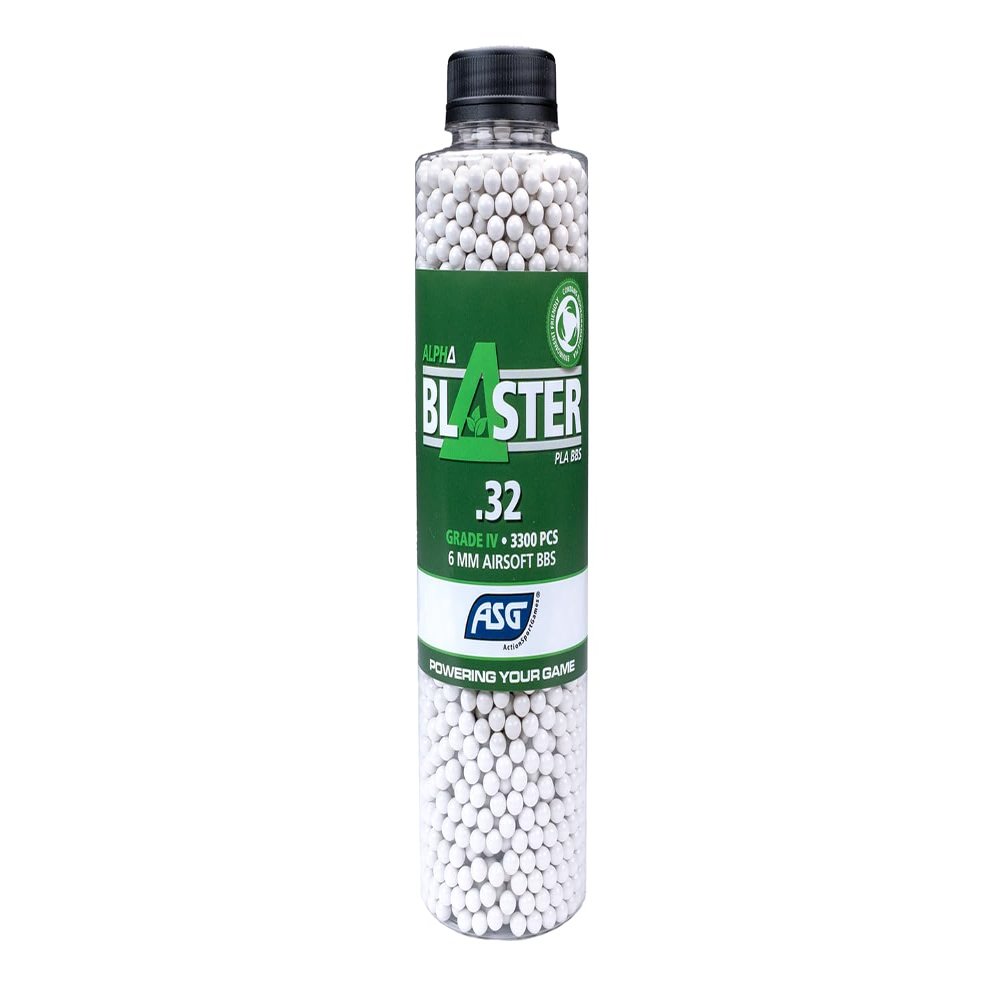 Alpha Blaster PLA 6 mm Bio Airsoft BBs, White, 3,300 Count, 0.32 g