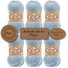 Hobby YARN 3 Sew-On Labels with Alize Baby Best Premium Yarn, 6 x 100 g Set, Anti-Pilling Acrylic/Bamboo Yarn for Knitting & Crochet (183 Ice Crystal) view 1