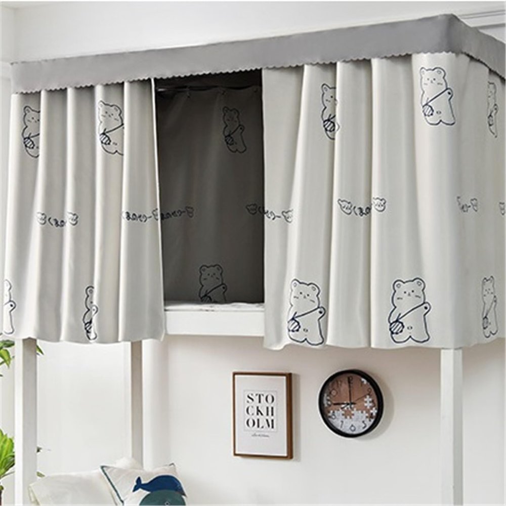 YAOHY Bunk Bed Curtain for Single Bed, Dorm Room Canopy, Blackout Curtains, 3 Curtains + Top, 1.2 m