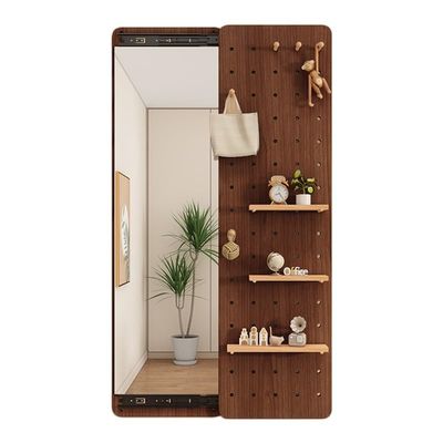 Wooden Pegboard Set with Mirror, Modular Wall Storage