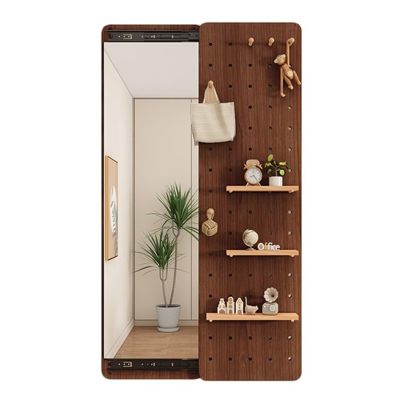 Wooden Pegboard Set with Mirror, Modular Wall Storage