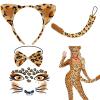 Yuwnd Leopard Costume Set for Women with Ears, Bow Tie, Tail and Face Stickers view 1