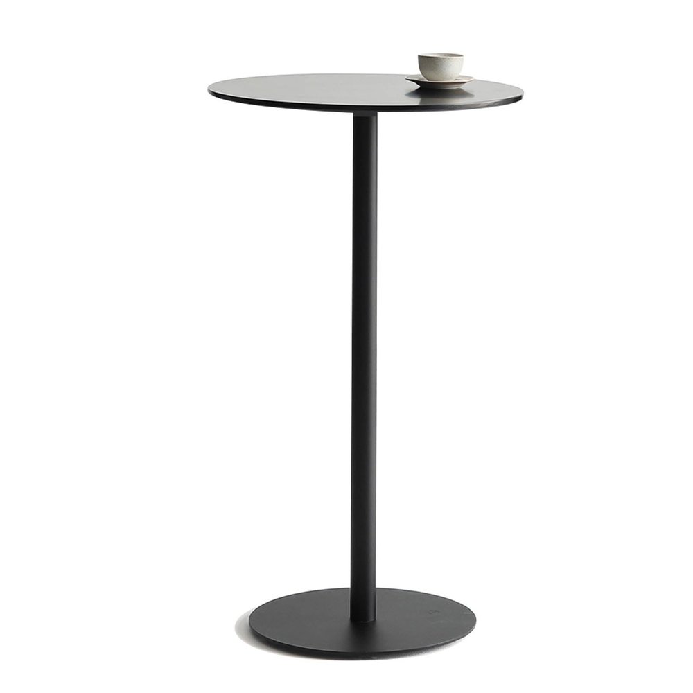 Small Standing Table with Fixed Top, Metal Base and Non-Slip Mat, Black, 40 x 40 x 72 cm