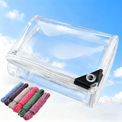 Clear Waterproof Tarp with Grommets, 185 x 350 cm
