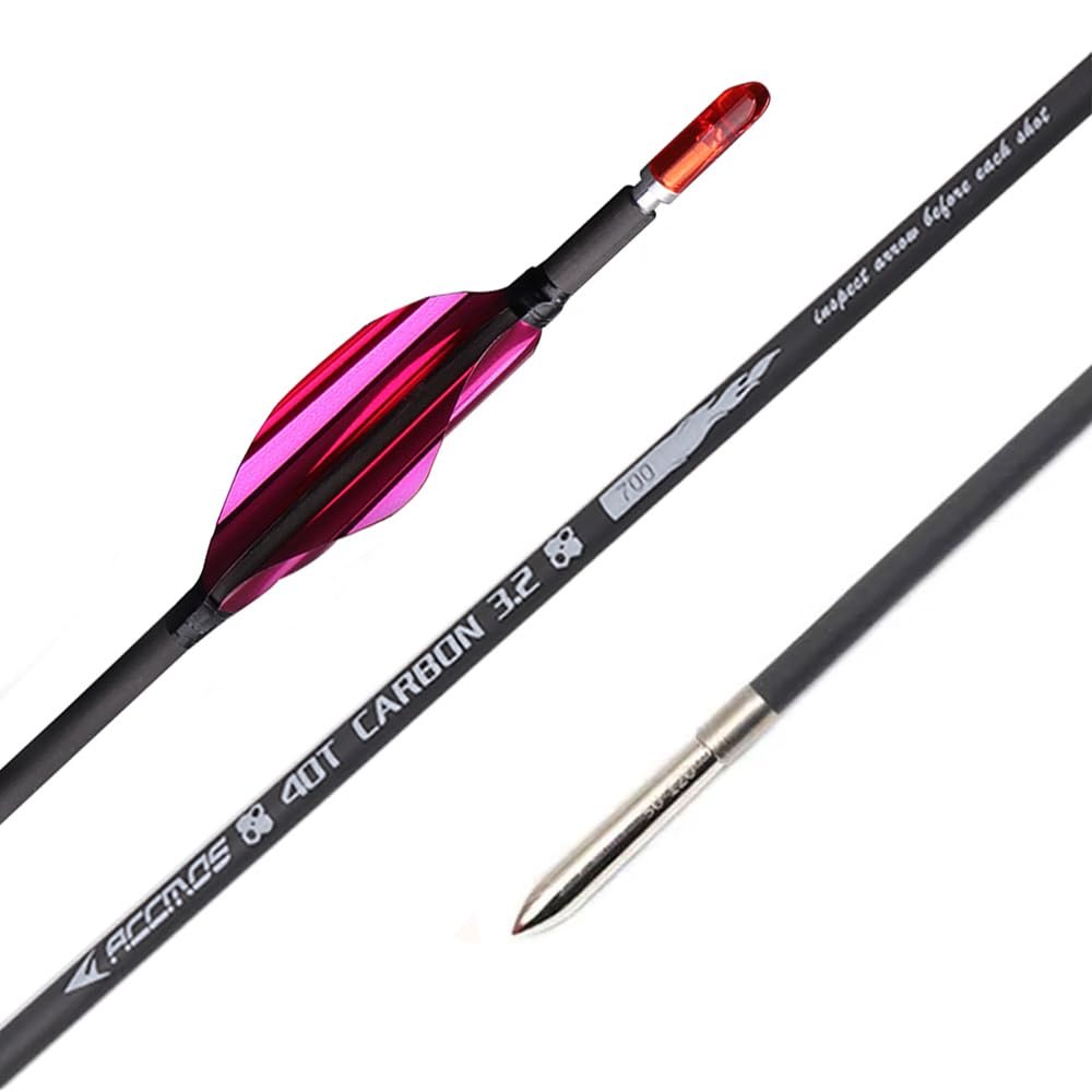 PHILOCS 12-Piece Spiral-Vane Arrows, 31-Inch Shafts, Spine 800, Pink