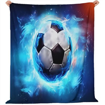 Women's Fantasy Football Pattern Flannel Fleece Blanket, Dark Blue, 100 x 130 cm