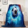 Women's Fantasy Football Pattern Flannel Fleece Blanket, Dark Blue, 100 x 130 cm view 2