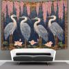 kaiyun Blue Heron Lily Pink Wisteria Wall Tapestry, Landscape Wall Art, 150 x 200 cm view 1