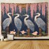 kaiyun Blue Heron Lily Pink Wisteria Wall Tapestry, Landscape Wall Art, 150 x 200 cm view 2