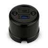 Surface-Mounted Porcelain Retro 2-Gang Outlet with USB-A/USB-C, QR1 Series, Black view 1