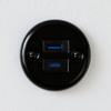 Surface-Mounted Porcelain Retro 2-Gang Outlet with USB-A/USB-C, QR1 Series, Black view 3