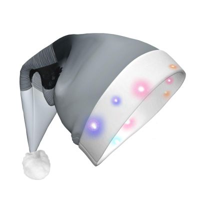 JZSTY LED Plush Santa Hat with Metallic Shard Print