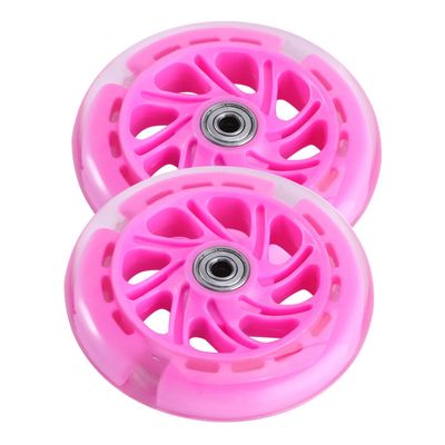 PU Light-Up Scooter Wheels, 2-Pack with Bearings, Pink