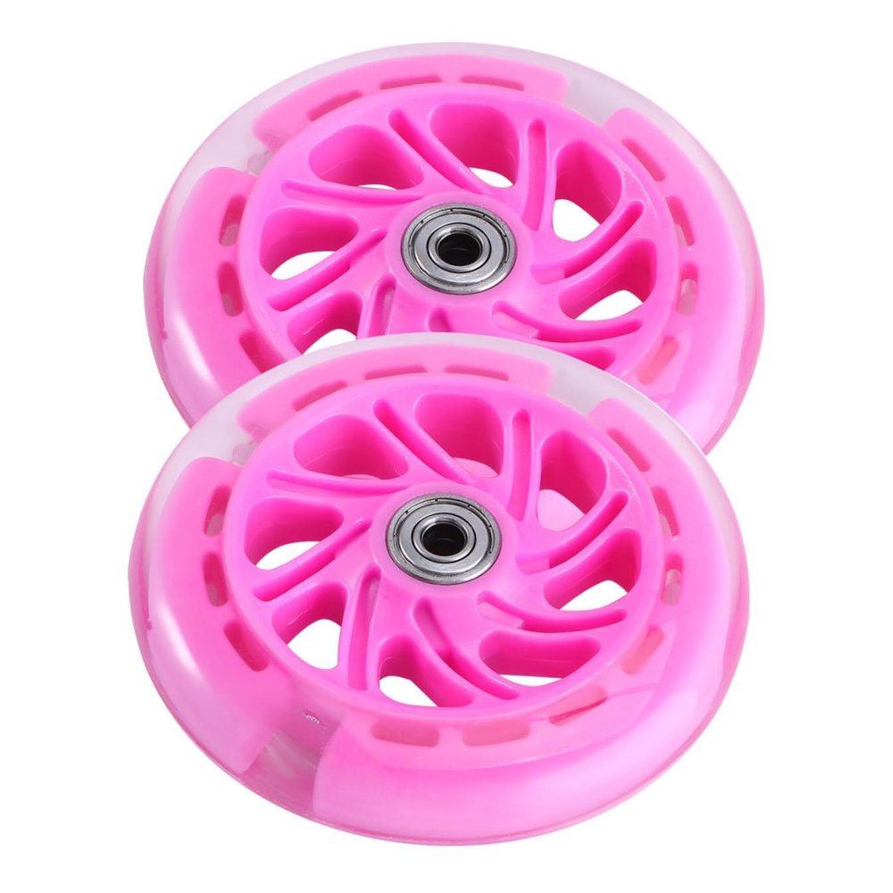 PU Light-Up Scooter Wheels, 2-Pack with Bearings, Pink
