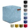 Green Bean Indoor Corduroy Pouf Cube, 16 x 16 x 16 in, Light Blue view 1