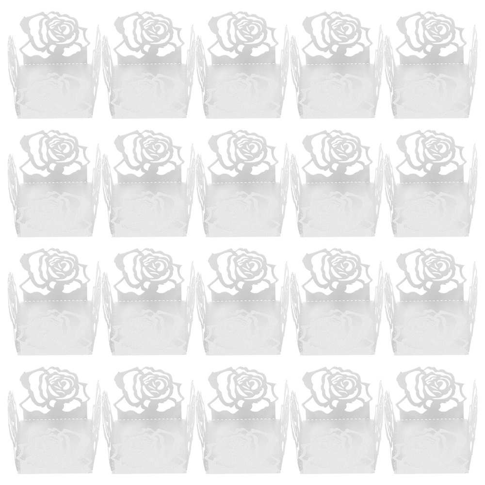 IWOWHERO 50-Piece White Chocolate Wrappers with Hollow Lace Pattern, Lightweight and Compact, for Weddings and Parties