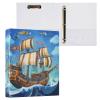 3.8 cm 3-Ring Binder with Clipboard, Pirate Ship “Mysterious Sea” Design, Hardcover, 2-Pack view 3