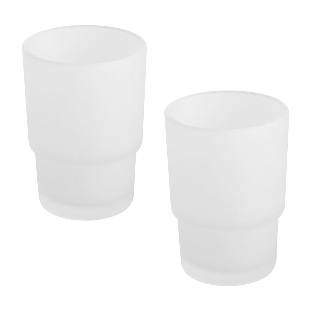 GZRXIOUS 2-Piece Frosted Glass Toothbrush Cup Set