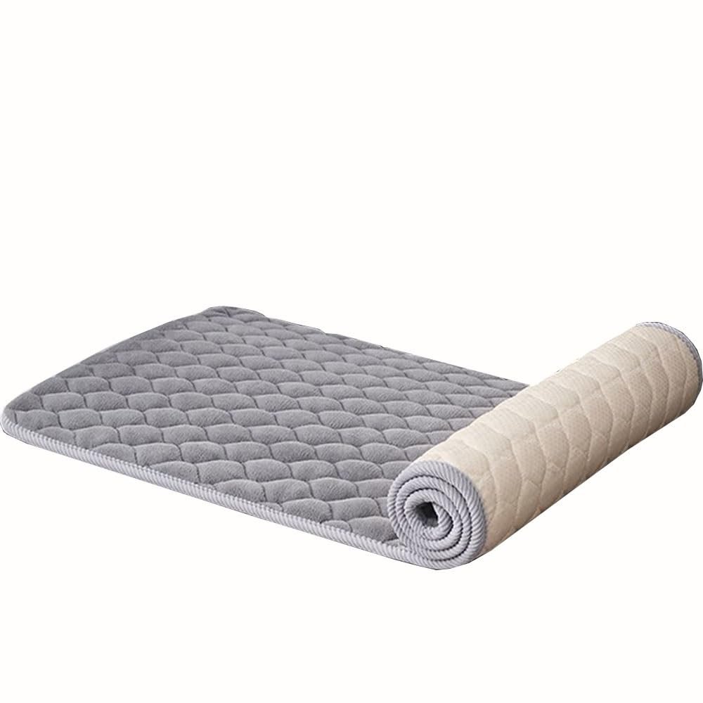 Miecoae Custom Bench Cushion, 1.5 cm Thick, Washable Flannel, Non-Slip, Gray, 55 x 155 cm