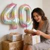 Rainbow Number 0 Birthday Foil Balloon, 101 cm, Helium Decoration view 4