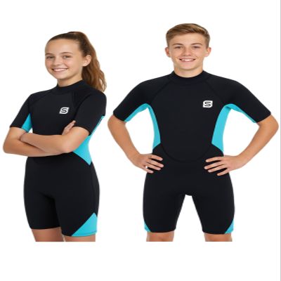 Summshall 2mm Kids' Neoprene Shorty Wetsuit, UV50+ Thermal Swimwear for Boys and Girls