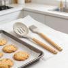 Kitchen Utensil Set, 37-Piece Cooking Utensil Set with Holder, Nonstick Silicone Utensils with Wooden Handles, Beige view 4