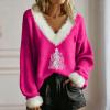 Women's Christmas Sweater, Lightweight V-Neck Fuzzy Ugly Christmas Sweatshirt view 2