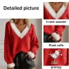 Women's Christmas Sweater, Lightweight V-Neck Fuzzy Ugly Christmas Sweatshirt view 4