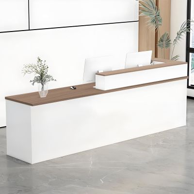 ZRBDDEF Reception Desk, Modern Cashier Counter with Riser, Multiple Sizes & Colors