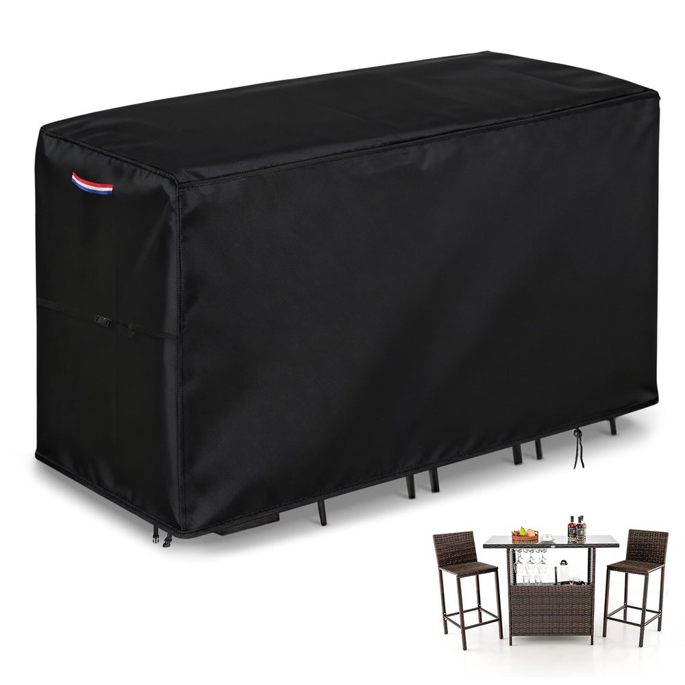 Hohong Bar Set Cover, Waterproof, 130 x 70 x 100 cm, Heavy-Duty PU-Coated Cover for Bar-Height Tables and Chairs