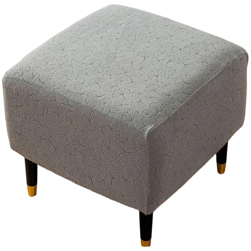 uyeoco Rectangular Ottoman Cover, Stretch Footstool Slipcover, Dark Gray, 33–40 cm