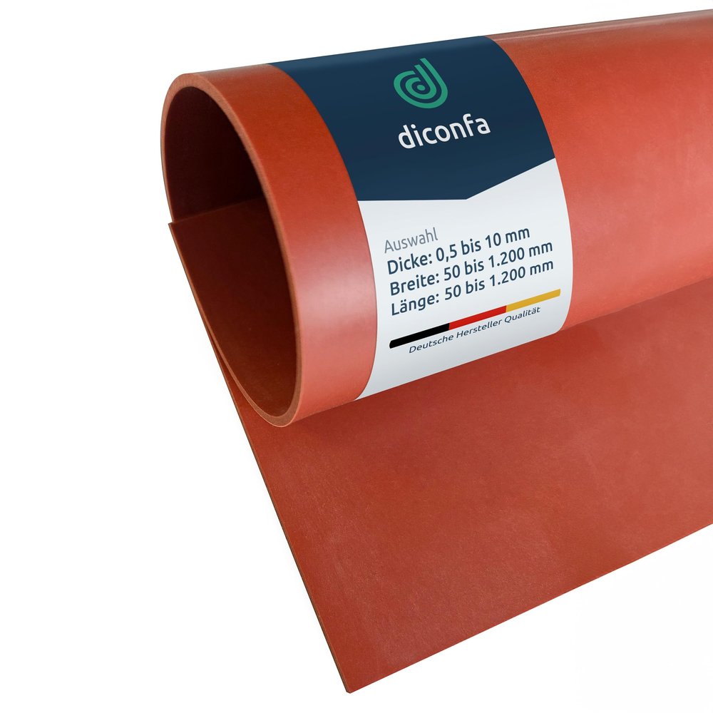 diconfa Red Silicone Sheet, 100 x 1,200 mm, 1 mm Thick