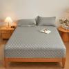 Adjustable Quilted Zipper Mattress Protector, Gray/Beige, Cotton, 120 x 190 cm + 18 cm view 2
