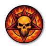 Round Flaming Skull Sticker in Orange and Red, 6 x 6 cm (S) view 1