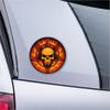 Round Flaming Skull Sticker in Orange and Red, 6 x 6 cm (S) view 2