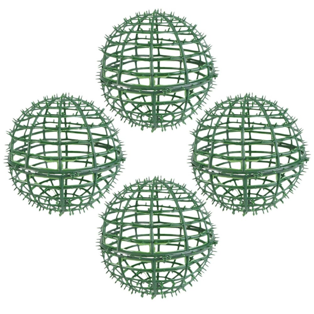 Gatuida 4-Piece Plastic Flower Grass Ball Holders, Reusable Green Ball Stands with Filigree Design