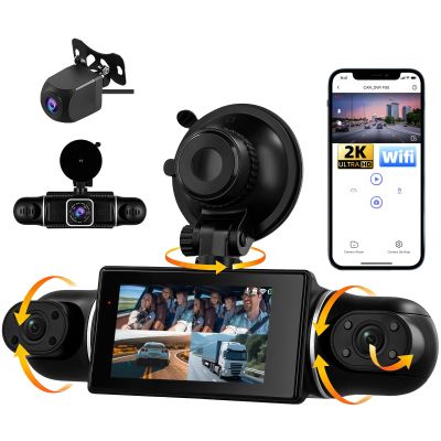 SIXWIN 2K Dash Cam, 3-Inch Display, 360° View, 3× 1080p Cameras, Wi-Fi, Night Vision