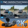 SIXWIN 2K Dash Cam, 3-Inch Display, 360° View, 3× 1080p Cameras, Wi-Fi, Night Vision view 3