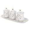 BESPORTBLE Ceramic Buddhist Offering Cups with Lotus Design, Offering Bowl and Tray, Break-Resistant, White and Gold view 1